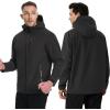 imageTACVASEN Mens Hooded Softshell Jacket Lightweight Waterproof Fleece Lined Windbreaker Rain Jacket Winter Outdoor HikingBlack