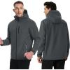 imageTACVASEN Mens Hooded Softshell Jacket Lightweight Waterproof Fleece Lined Windbreaker Rain Jacket Winter Outdoor HikingDark Grey