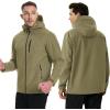 imageTACVASEN Mens Hooded Softshell Jacket Lightweight Waterproof Fleece Lined Windbreaker Rain Jacket Winter Outdoor HikingKhaki