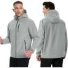 imageTACVASEN Mens Hooded Softshell Jacket Lightweight Waterproof Fleece Lined Windbreaker Rain Jacket Winter Outdoor HikingLight Grey