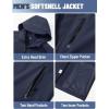 imageTACVASEN Mens Hooded Softshell Jacket Lightweight Waterproof Fleece Lined Windbreaker Rain Jacket Winter Outdoor HikingNavy
