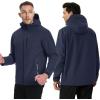 imageTACVASEN Mens Hooded Softshell Jacket Lightweight Waterproof Fleece Lined Windbreaker Rain Jacket Winter Outdoor HikingNavy