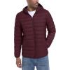 imageTACVASEN Mens Lightweight Puffer Jacket with Hood Water Resistant Windproof Insulated Jacket Quilted Lined Winter CoatsBurgundy