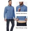 imageTACVASEN Mens Quarter Zip Pullover Sherpa Lined Sweatshirt Men Fleece Sweater Cotton Winter Warm Heavyweight Long SleeveGrey Blue