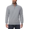 imageTACVASEN Mens Quarter Zip Pullover Sherpa Lined Sweatshirt Men Fleece Sweater Cotton Winter Warm Heavyweight Long SleeveLight Grey