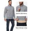 imageTACVASEN Mens Quarter Zip Pullover Sherpa Lined Sweatshirt Men Fleece Sweater Cotton Winter Warm Heavyweight Long SleeveLight Grey