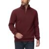 imageTACVASEN Mens Quarter Zip Pullover Sherpa Lined Sweatshirt Men Fleece Sweater Cotton Winter Warm Heavyweight Long SleeveWinered
