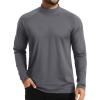 imageTACVASEN Mens Thermal Fleece Shirt Mock Turtle Neck Base Layer Long Sleeve Athletic Warm Undershirt Winter Running TopsDark Grey