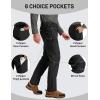imageTACVASEN Mens Winter Hiking Pants Fleece Lined Waterproof Softshell Snow Ski Insulated Work Cargo Pants with 6 Zip PocketsBlack