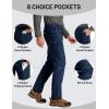 imageTACVASEN Mens Winter Hiking Pants Fleece Lined Waterproof Softshell Snow Ski Insulated Work Cargo Pants with 6 Zip PocketsNavy