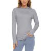 imageTACVASEN Running Shirts for Women Long Sleeve Hoodie Shirt Athletic Shirts UV Shirts Fishing Shirts UPF 50 T Shirt Outdoor Shirts Rashguard Light Gray