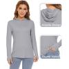 imageTACVASEN Running Shirts for Women Long Sleeve Hoodie Shirt Athletic Shirts UV Shirts Fishing Shirts UPF 50 T Shirt Outdoor Shirts Rashguard Light Gray