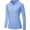 imageTACVASEN Women SPF Hoodies Long Sleeve Swimming Performance Shirts UV Protection Shirts Stretchy Hiking Shirts Rash Guard T Shirts Light Blue