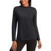 imageTACVASEN Womens Thermal Fleece Shirt Mock Turtle Neck Long Sleeve Athletic Running Warm Tops Base Layer Cold Weather GearBlack