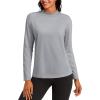 imageTACVASEN Womens Thermal Fleece Shirt Mock Turtle Neck Long Sleeve Athletic Running Warm Tops Base Layer Cold Weather GearLightgrey