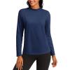 imageTACVASEN Womens Thermal Fleece Shirt Mock Turtle Neck Long Sleeve Athletic Running Warm Tops Base Layer Cold Weather GearNavy