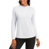 imageTACVASEN Womens Thermal Fleece Shirt Mock Turtle Neck Long Sleeve Athletic Running Warm Tops Base Layer Cold Weather GearWhite