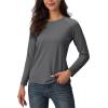 imageTACVASEN Womens Thermal Shirts Lightweight Fleece Lined Long Sleeve Winter Base Layer Undershirt for WorkoutDarkgray