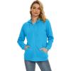 imageTACVASEN Womens Zip Up Hoodies Lightweight French Terry FullZip Hooded Sweatshirt With PocketsBright Blue