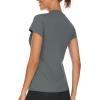 imageTACVASEN Workout Tops for Women UPF 50 Sun Protection VNeck T Shirts Short Sleeve Quick Dry Athletic Running ShirtsDark Gray