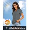 imageTACVASEN Workout Tops for Women UPF 50 Sun Protection VNeck T Shirts Short Sleeve Quick Dry Athletic Running ShirtsDark Gray