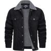 imageTACVASEN Mens Corduroy Jacket Fleece Sherpa Lined Winter Coats Warm Cotton Casual Trucker Cargo Jacket with Multi PocketsBlack