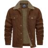 imageTACVASEN Mens Corduroy Jacket Fleece Sherpa Lined Winter Coats Warm Cotton Casual Trucker Cargo Jacket with Multi PocketsBrown