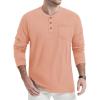 imageTACVASEN Mens Cotton Henley Shirts Long Slevee 3Button with Pocket Moisture Wicking Casual ShirtsApricot