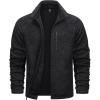 imageTACVASEN Mens Fleece Jackets Full Zip Up Lightweight Jacket Casual Stylish with Pockets for Outdoor OfficeBlack