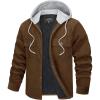imageTACVASEN Mens Hooded Corduroy Jacket Quilted Lined Cotton Fleece Padded Casual Winter OutwearBrown