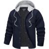 imageTACVASEN Mens Hooded Corduroy Jacket Quilted Lined Cotton Fleece Padded Casual Winter OutwearNavy