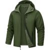 imageTACVASEN Mens Hooded Softshell Jacket Lightweight Waterproof Fleece Lined Windbreaker Rain Jacket Winter Outdoor HikingArmy Green