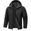 imageTACVASEN Mens Hooded Softshell Jacket Lightweight Waterproof Fleece Lined Windbreaker Rain Jacket Winter Outdoor HikingBlack