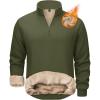 imageTACVASEN Mens Quarter Zip Pullover Sherpa Lined Sweatshirt Men Fleece Sweater Cotton Winter Warm Heavyweight Long SleeveArmygreen
