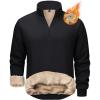 imageTACVASEN Mens Quarter Zip Pullover Sherpa Lined Sweatshirt Men Fleece Sweater Cotton Winter Warm Heavyweight Long SleeveBlack