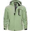 imageTACVASEN Mens Rain Jacket Lightweight Windbreaker with Hooded Water Resistant Outdoor Raincoat for Hiking Travel CampingLight Green