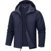 imageTACVASEN Mens Softshell Jacket with Hood Waterproof Tactical Fleece Coat Winter Windbreaker Lightweight Rain JacketsNavy