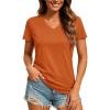 imageTACVASEN Workout Tops for Women UPF 50 Sun Protection VNeck T Shirts Short Sleeve Quick Dry Athletic Running ShirtsDark Orange