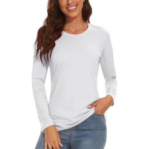 imageTACVASEN Athletic Shirts for Women Dry Fit Shirts Sun Protection Shirts Swim Shirts Summer Shirts Active Shirts Sun Shirts UPF 50 Shirts Golf Shirts White