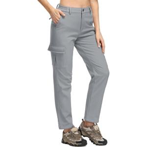 imageTACVASEN Hiking Pants for Women Water Resistant Snowboard Ski Pants with 5 Pockets Light Grey L
