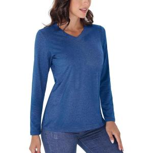 imageTACVASEN Long Sleeve Shirts Women UPF 50 Golf Sun Shirts Exercise SPF Shirt Performance Rash Guard Outdoor Hiking ShirtsBlue