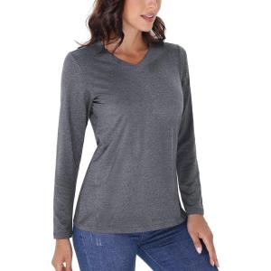imageTACVASEN Long Sleeve Shirts Women UPF 50 Golf Sun Shirts Exercise SPF Shirt Performance Rash Guard Outdoor Hiking ShirtsDark Grey