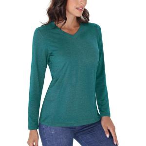 imageTACVASEN Long Sleeve Shirts Women UPF 50 Golf Sun Shirts Exercise SPF Shirt Performance Rash Guard Outdoor Hiking ShirtsE Green