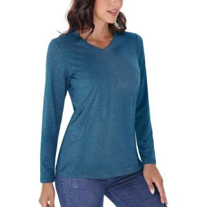 imageTACVASEN Long Sleeve Shirts Women UPF 50 Golf Sun Shirts Exercise SPF Shirt Performance Rash Guard Outdoor Hiking ShirtsP Blue