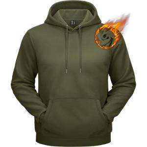 imageTACVASEN Mens Athletic Hoodies Fleece Lined Sweatshirt Pullover Soft Casual Hooded Sweatshirt with PocketArmy Green