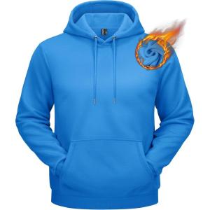 imageTACVASEN Mens Athletic Hoodies Fleece Lined Sweatshirt Pullover Soft Casual Hooded Sweatshirt with PocketAzure