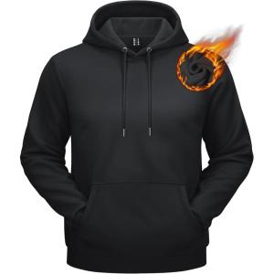 imageTACVASEN Mens Athletic Hoodies Fleece Lined Sweatshirt Pullover Soft Casual Hooded Sweatshirt with PocketBlack