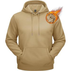 imageTACVASEN Mens Athletic Hoodies Fleece Lined Sweatshirt Pullover Soft Casual Hooded Sweatshirt with PocketKhaki