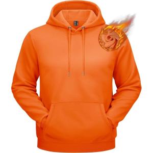 imageTACVASEN Mens Athletic Hoodies Fleece Lined Sweatshirt Pullover Soft Casual Hooded Sweatshirt with PocketOrange