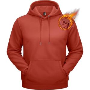 imageTACVASEN Mens Athletic Hoodies Fleece Lined Sweatshirt Pullover Soft Casual Hooded Sweatshirt with PocketOrange Red